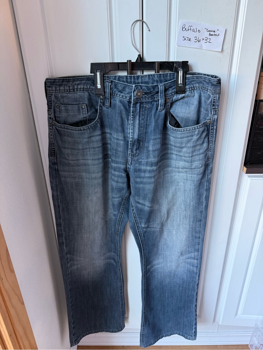 Buffalo David Bitton Men's Bootcut Jeans - Washed Blue size 36, inseam 32”(G1)